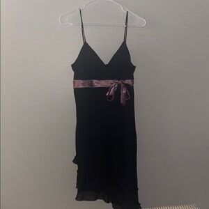 Elegant Black Dress with Pink Accent